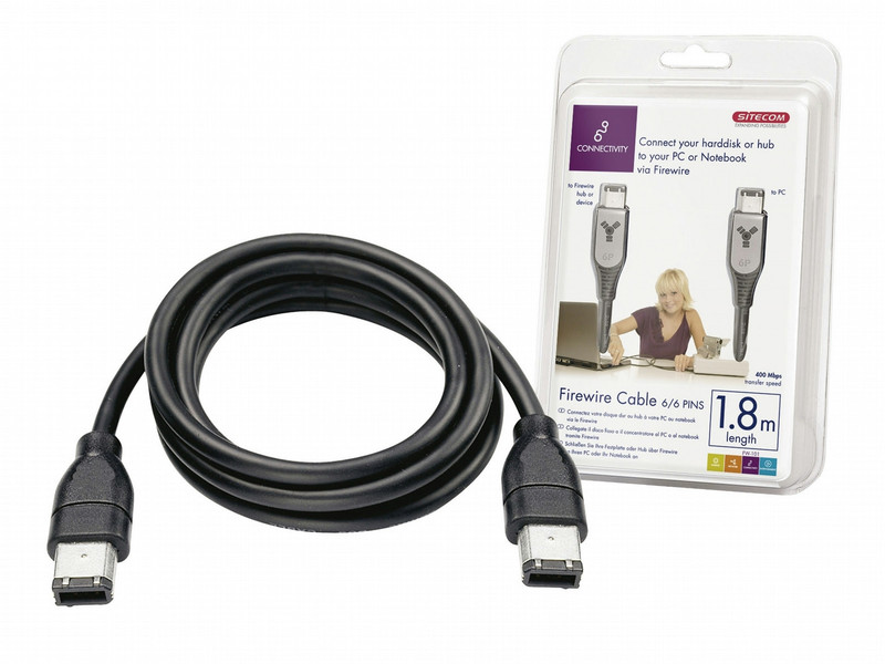 Sitecom Firewire cable 6/6 pin 1.8m 1.8м Черный FireWire кабель