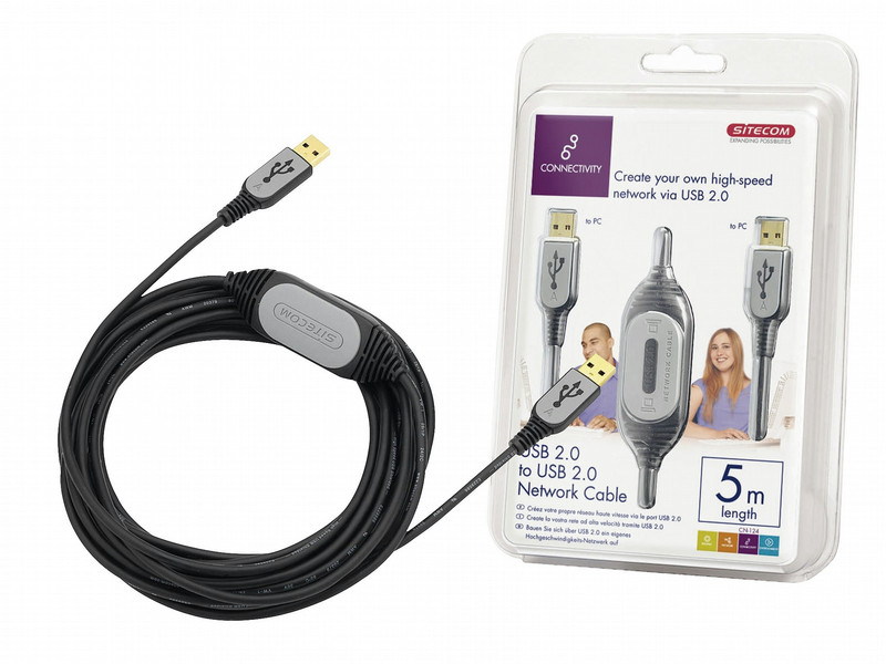 Sitecom USB 2.0 to USB 2.0 network cable 4m 4м Черный сетевой кабель