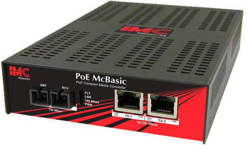 IMC Networks PoE McBasic 10/100 Mbps 100Мбит/с 850нм Multi-mode Черный, Красный сетевой медиа конвертор