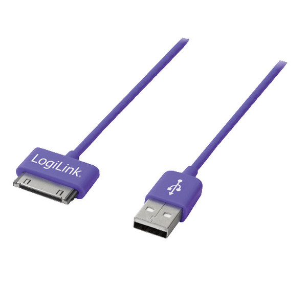 LogiLink UA0168 1м USB A Apple 30-p Фиолетовый, Бирюзовый кабель USB