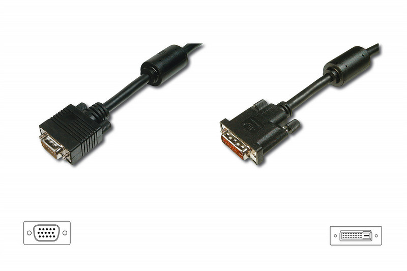 ASSMANN Electronic DVI(24+5) - HD15 2m 2m DVI-I VGA (D-Sub) Schwarz Videokabel-Adapter