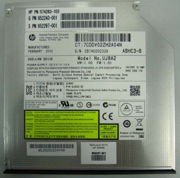 Hewlett Packard Enterprise 652297-001 Внутренний DVD±RW Черный оптический привод