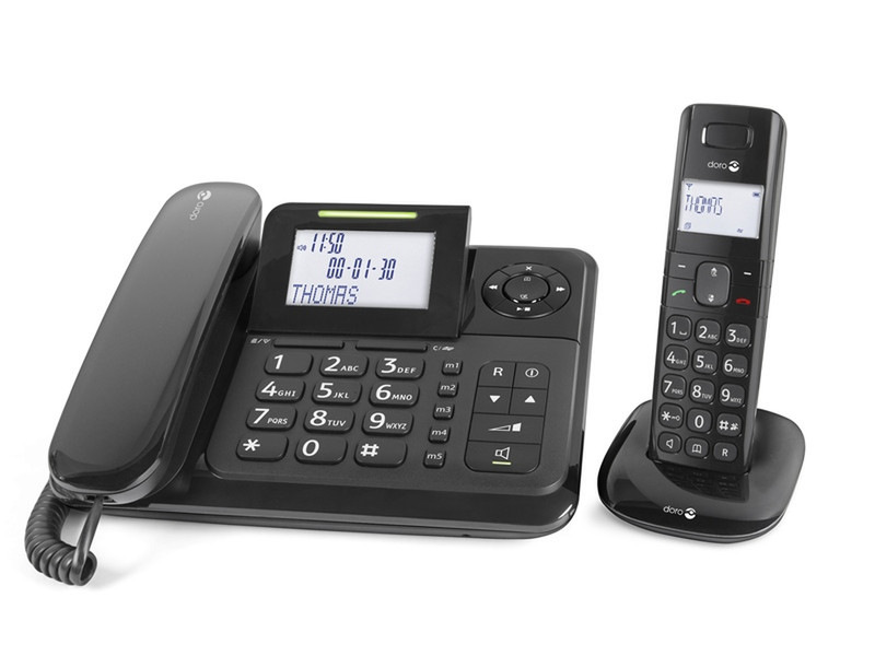 Doro Comfort 4005 Analog/DECT telephone Идентификация абонента (Caller ID) Черный