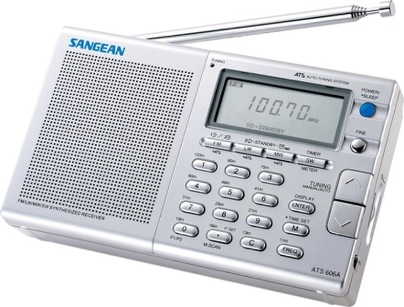 Sangean AM/FM/LW/SW Radio Cеребряный радиоприемник