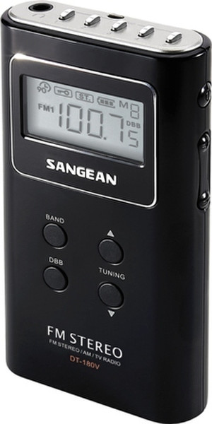 Sangean DT-180V AM/FM Stereo Pocket Radio Портативный Черный радиоприемник