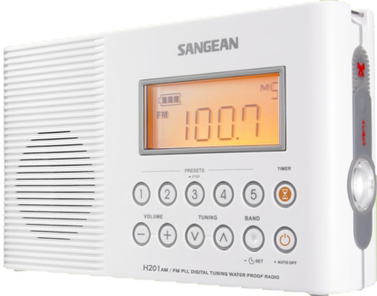 Sangean AM/FM Shower Radio Портативный Белый радиоприемник