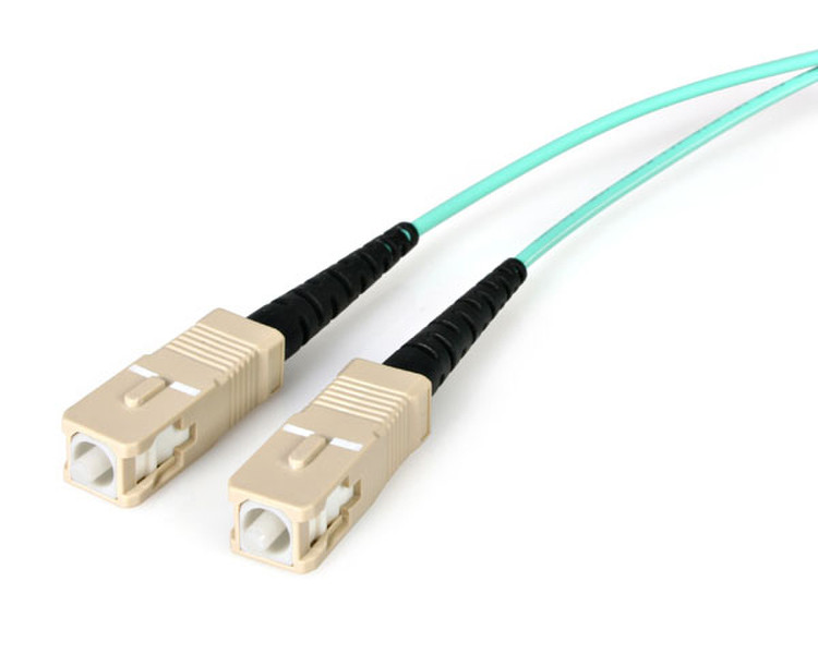 StarTech.com 2m 10Gb Aqua SC/ST Duplex 50/125 Multimode LSZH Fiber Cable 2m Blue fiber optic cable