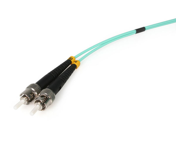 StarTech.com 10m 10Gb Aqua ST/ST Duplex 50/125 Multimode LSZH Fiber Cable 10m Blue fiber optic cable