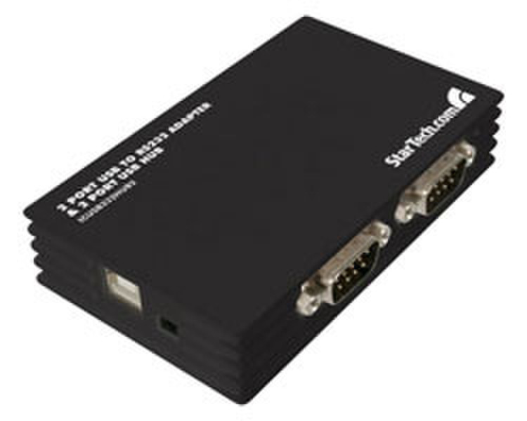 StarTech.com 2 Port USB to RS232 Adapter / 2 Port USB Hub 480Mbit/s Black interface hub