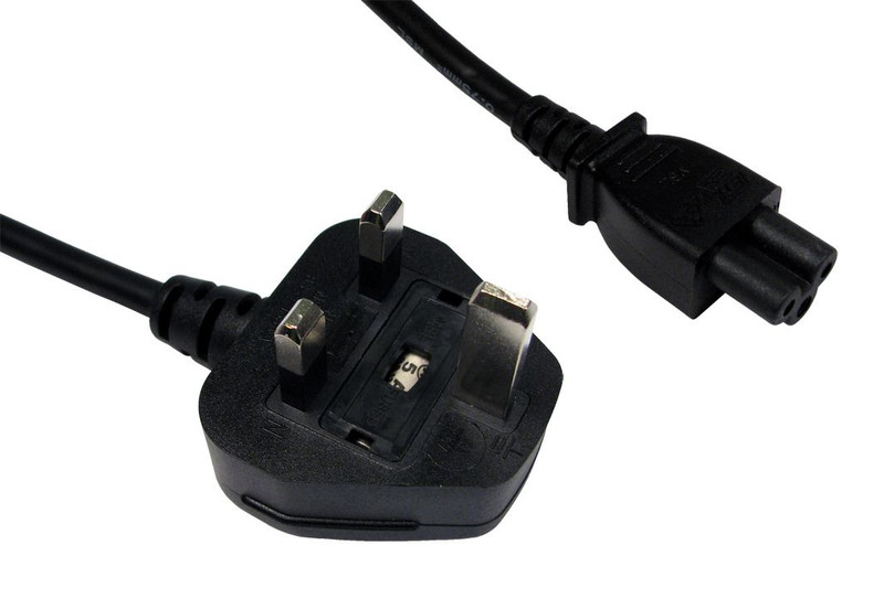 Cables Direct UK Mains 1.8m C5 coupler BS 1363 Black