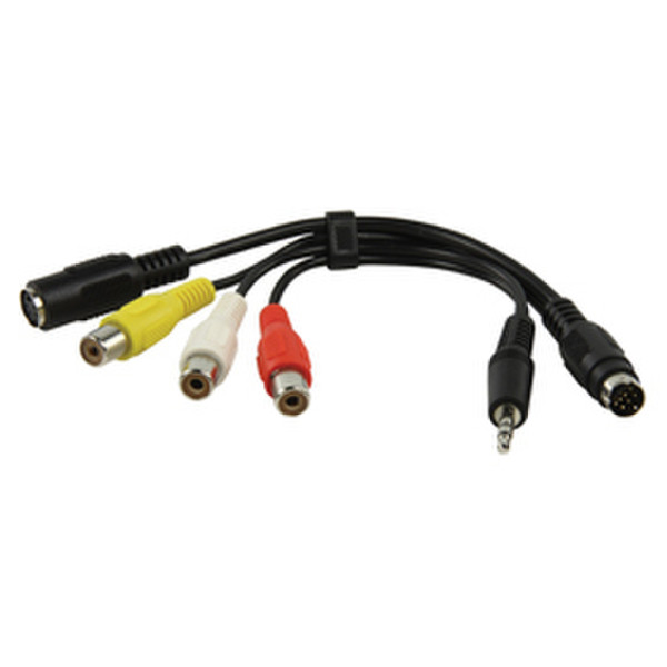Valueline CABLE-1104 0.1м 7-pin DIN + 3.5mm 3 x RCA + S-Video Черный адаптер для видео кабеля