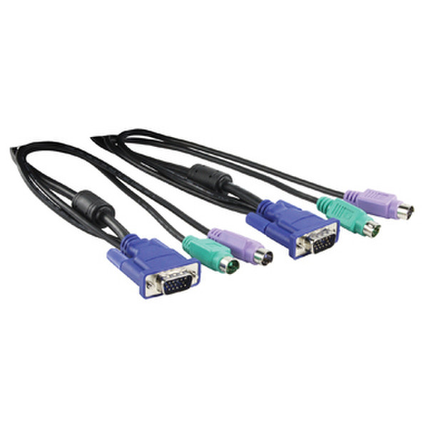 König VGA + 2x PS/2 1.8m Blau, Grün, Violett, Schwarz Tastatur/Video/Maus (KVM)-Kabel