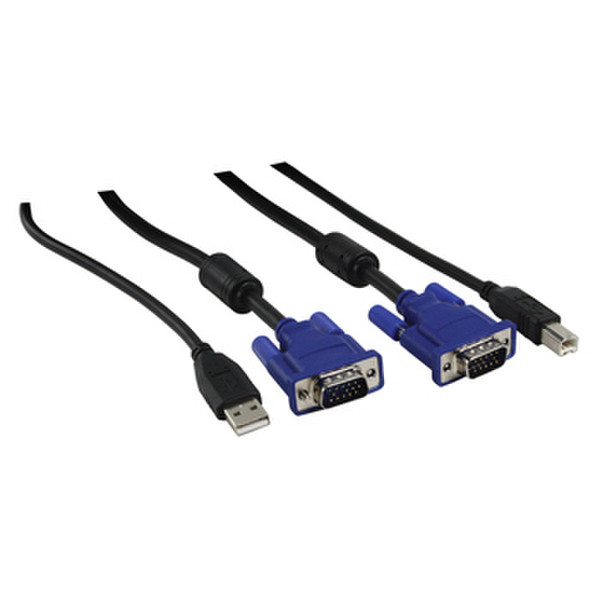 König VGA + USB 1.8m Blau, Schwarz Tastatur/Video/Maus (KVM)-Kabel