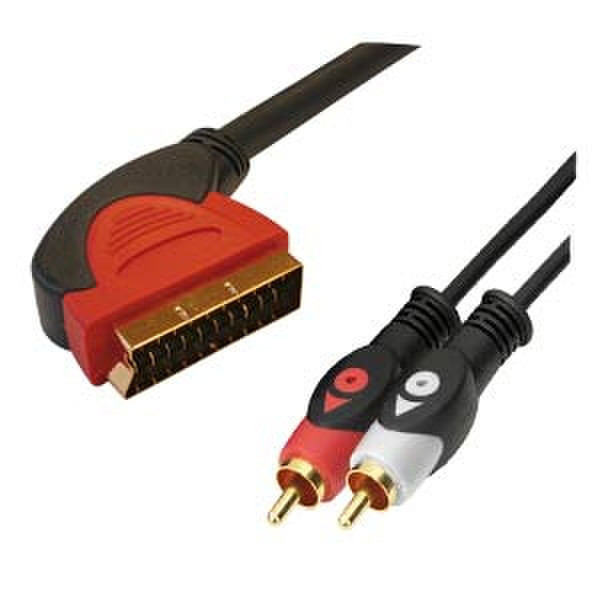 LOGON HQ SCART / 2xRCA 3m 3m SCART (21-pin) 2 x RCA Schwarz, Rot Videokabel-Adapter