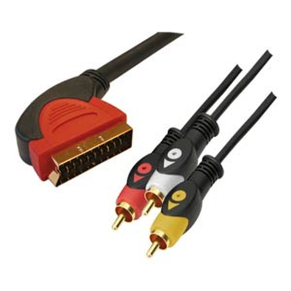 LOGON HQ SCART / 3xRCA 10m 10m SCART (21-pin) 3 x RCA Black,Red,Yellow video cable adapter