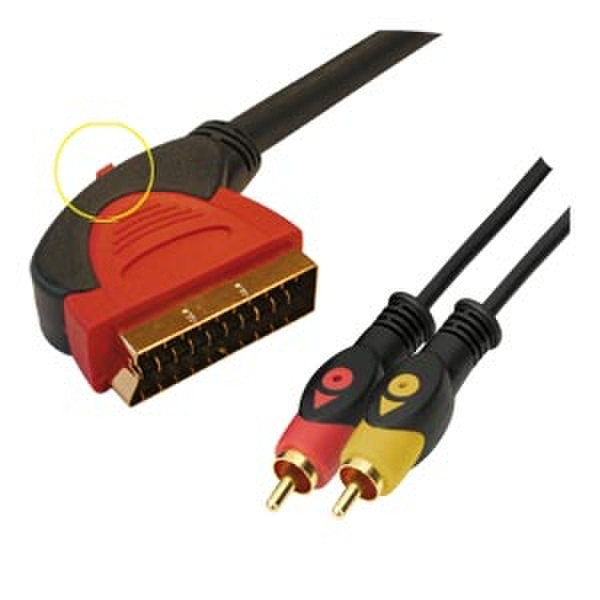 LOGON HQ SCART / 2xRCA 10m + Switch 10m SCART (21-pin) 2 x RCA Schwarz, Rot, Gelb Videokabel-Adapter