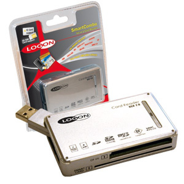 LOGON LCR001 63 in 1 USB 2.0 Silver card reader