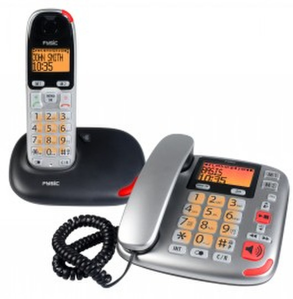 Fysic FX-5725COMBO Big Button dect phone DECT Идентификация абонента (Caller ID) Черный, Cеребряный