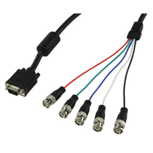 Valueline CABLE-174/4 4m VGA (D-Sub) 5 x BNC Black video cable adapter