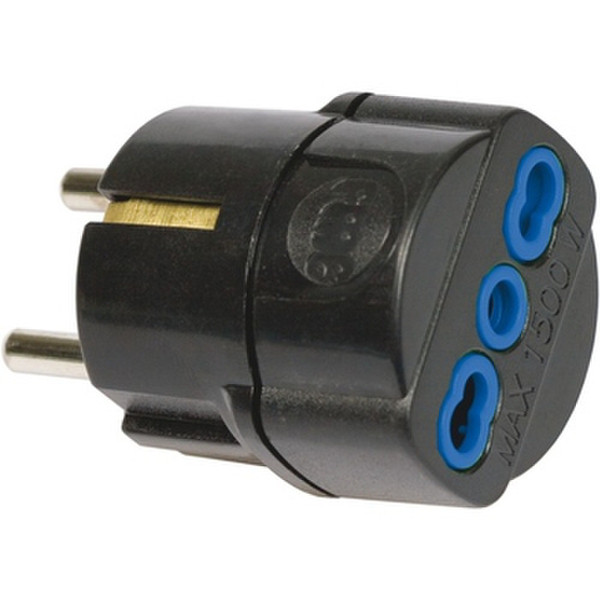 Garanti 86091-G Type F (Schuko) Type L (IT) Black power plug adapter