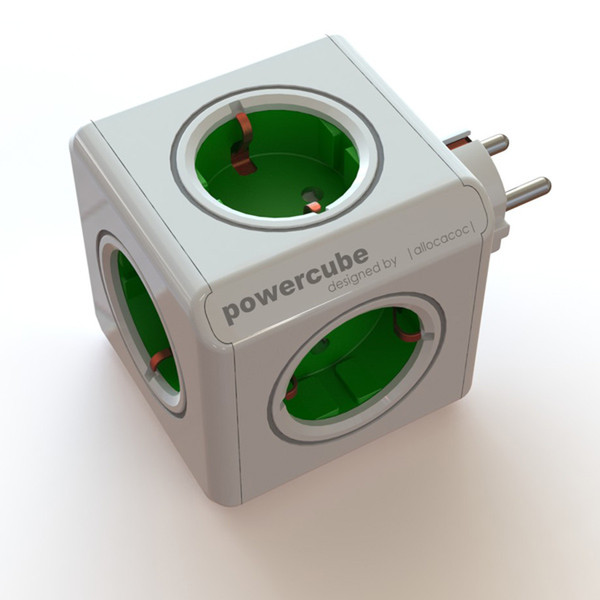 Allocacoc PowerCube original 5AC outlet(s) Green,Grey power extension