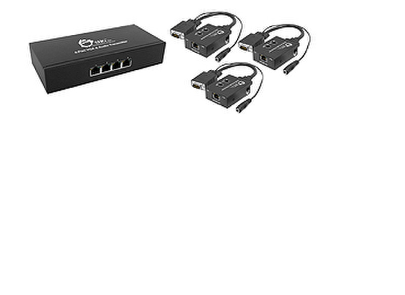 Siig VGA Extender Kit AV transmitter & receiver Black