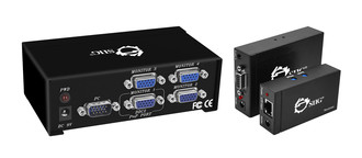 Siig VGA 4-Display Hybrid Extender Kit AV transmitter & receiver Schwarz
