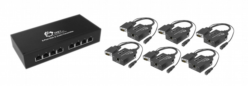 Siig VGA 6-Display Native Extender Kit AV transmitter & receiver Black