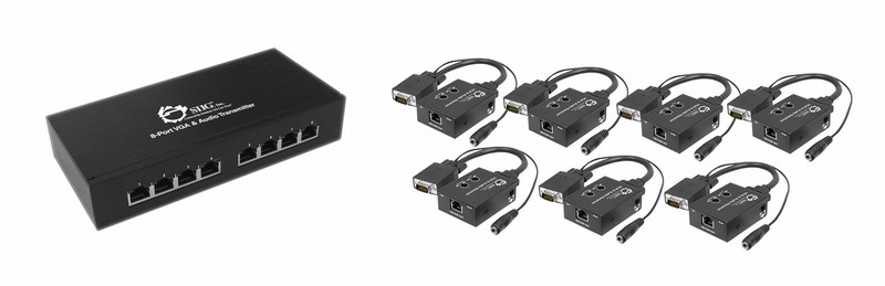 Siig VGA 7-Display Native Extender Kit AV transmitter & receiver Black