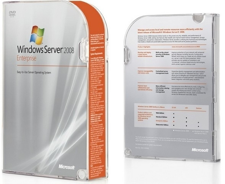 Microsoft Windows Server 2008 Enterprise - Licence and media - 25 CALs, 1 server (1-8 CPU) - OEM - DVD - 32/64-bit - German