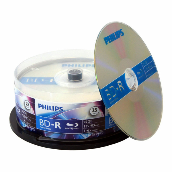 Philips BR2S6B25F/27 25ГБ BD-R 25шт чистые Blu-ray диски