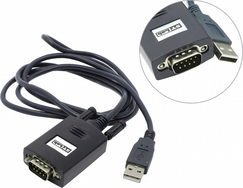 ST Lab U-224 USB 2.0 COM Черный кабельный разъем/переходник
