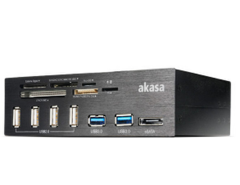 Akasa InterConnect Pro USB 2.0/eSATA Черный устройство для чтения карт флэш-памяти