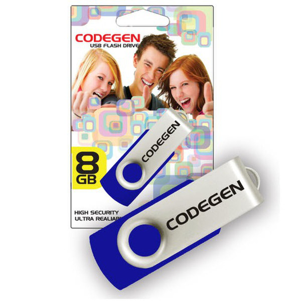 Codegen CVS24L 8ГБ USB 2.0 Type-A Синий, Серый USB флеш накопитель