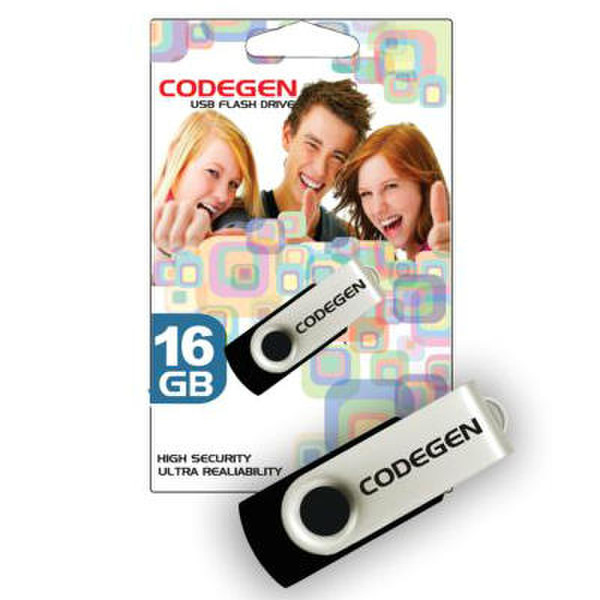 Codegen CVS88B 16ГБ USB 2.0 Type-A Черный, Серый USB флеш накопитель