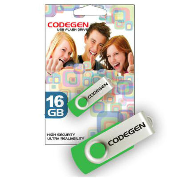 Codegen CVS88G 16GB USB 2.0 Type-A Green,Grey USB flash drive
