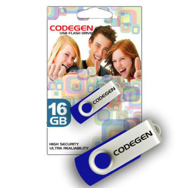 Codegen CVS88L 16ГБ USB 2.0 Type-A Синий, Серый USB флеш накопитель