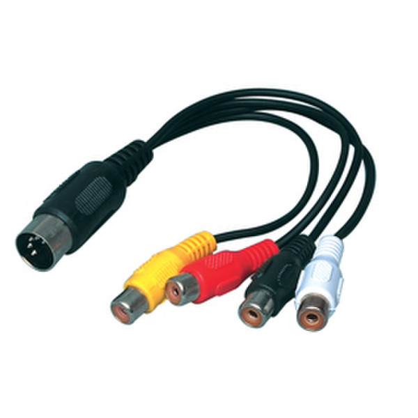 Valueline CABLE-302 0.2m 5-pin DIN 4 x RCA Black video cable adapter