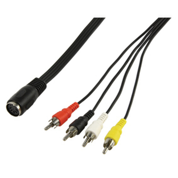 Valueline CABLE-304 0.2m 5-pin DIN 4 x RCA Black video cable adapter
