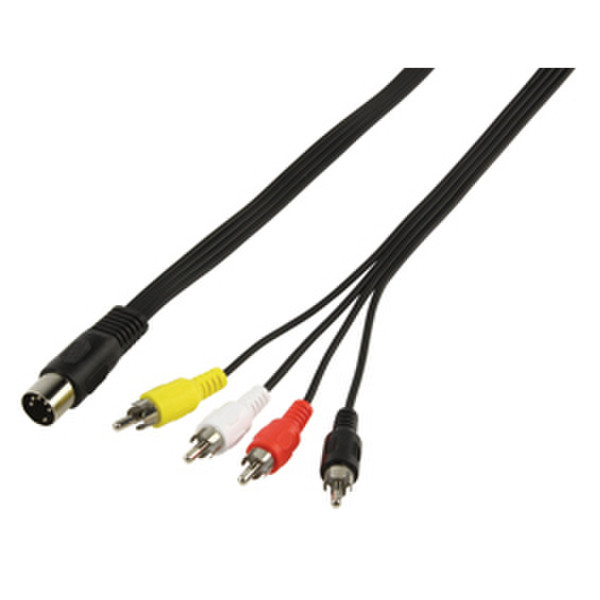 Valueline CABLE-306 1.2m 5-pin DIN 4 x RCA Schwarz Videokabel-Adapter