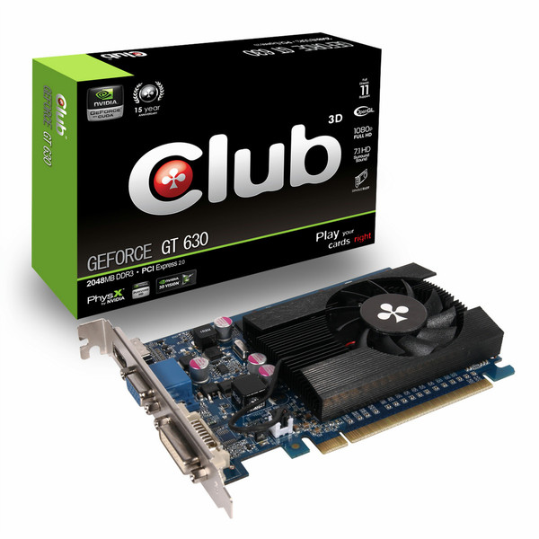 CLUB3D GeForce GT 630 2048MB DDR3 GeForce GT 630 2ГБ GDDR3 видеокарта