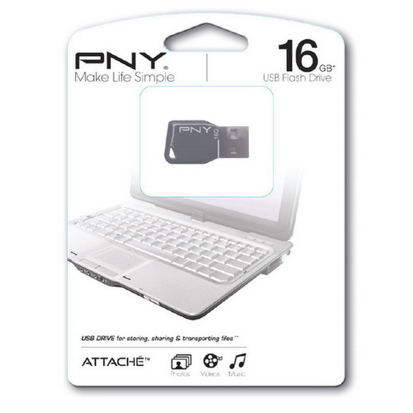PNY Key Attaché 16GB 16GB USB 2.0 Typ A Grau USB-Stick