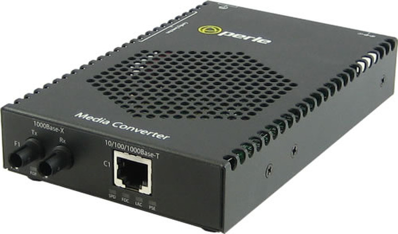 Perle S-1110PP-S2ST10-XT 1000Мбит/с 1310нм Single-mode Черный сетевой медиа конвертор