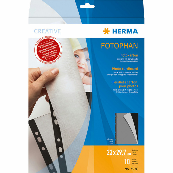 HERMA Photo cardboard 230x297 mm black 10 sheets sheet protector