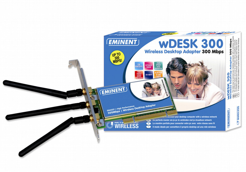 Eminent EM4557 wDESK 300 Wireless Desktop Adapter 300, 54Mbit/s networking card