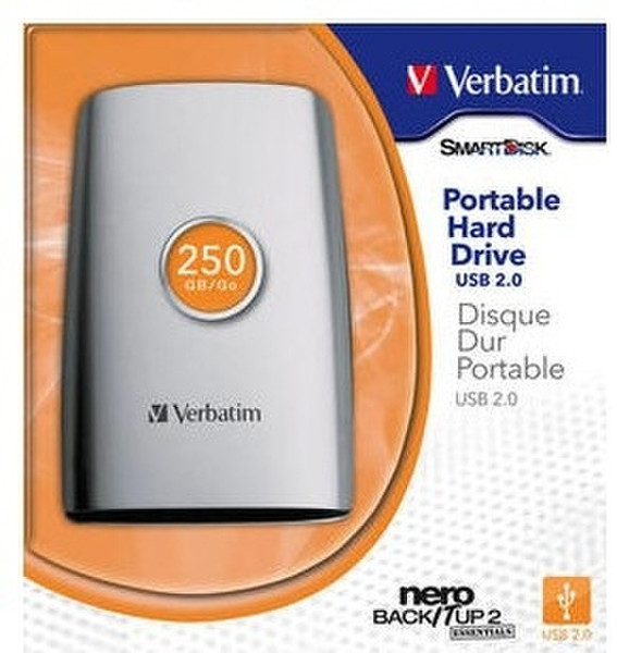 Verbatim 250GB USB 2.0 2.0 250ГБ Cеребряный внешний жесткий диск