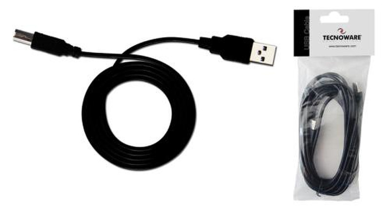 Tecnoware 1.8m USB2.0 A/B 1.8м USB A USB B Черный