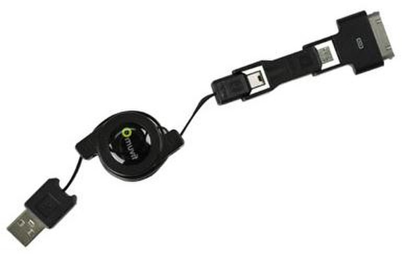 Celly MUDAP0003 USB iPhone / Micro USB / Mini USB Schwarz Handykabel