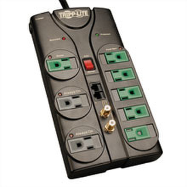 Tripp Lite Eco-Surge 8-Outlet Surge Protector, 8-ft. Cord, 2880 Joules, Tel/Modem/Coax/Ethernet Protection