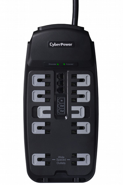 CyberPower CSP1008T 10розетка(и) 125В 2.4м Черный сетевой фильтр